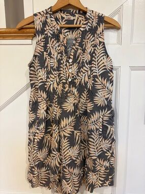 Faherty Womens Isha Pintuck Dress Linen Tropical Palm X-Small